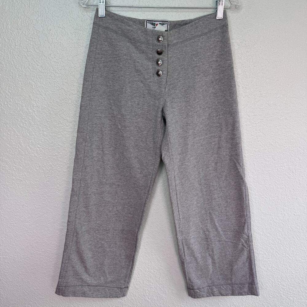 Hard Tail Forever Y2K Pants Women 28 Low Rise Crop Sweatpant Cotton Grey Vintage